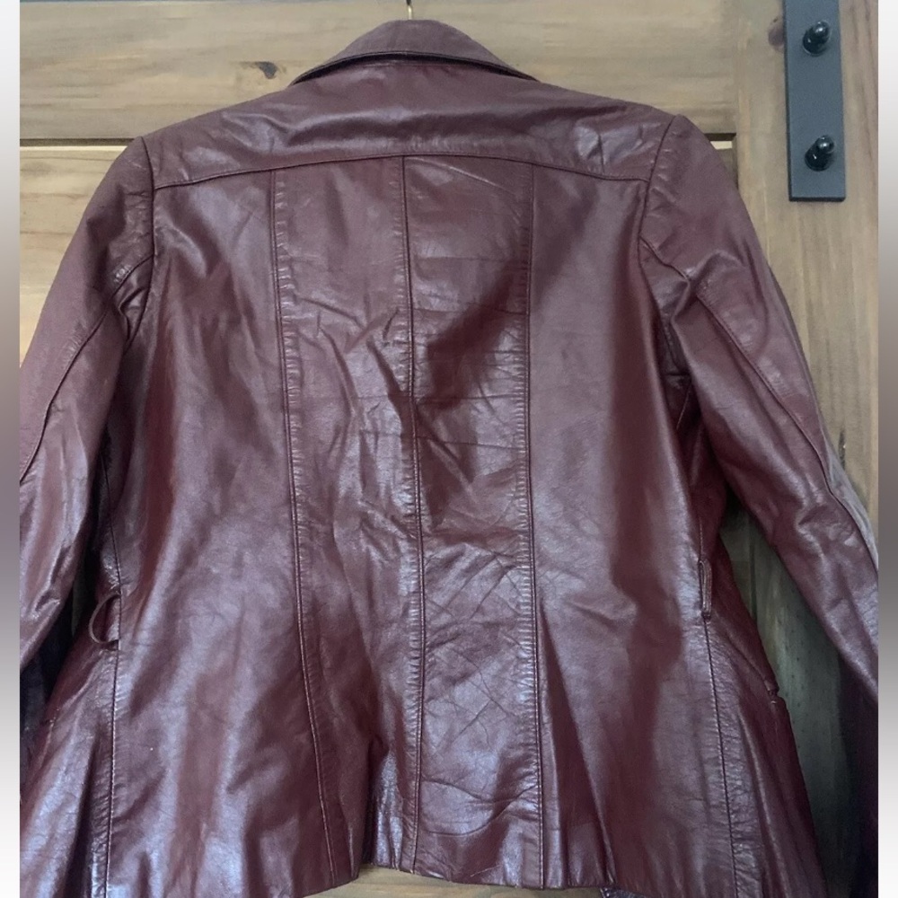 Bonaventura Women's Burgundy Leather Blazer Jacket - Picture 5 of 16